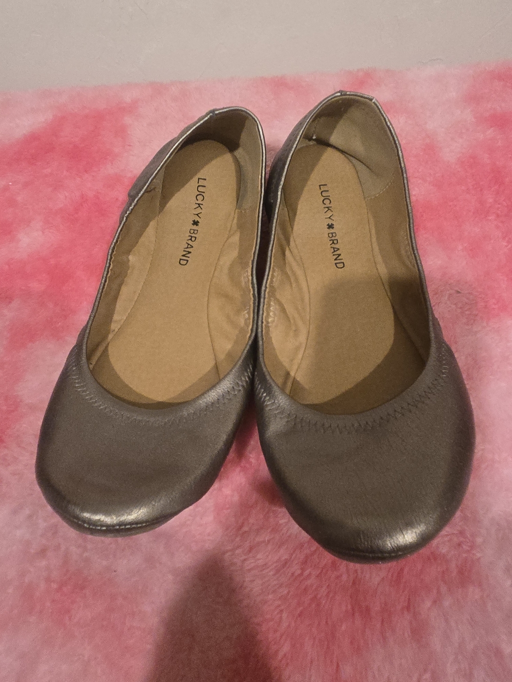 Lucky Brand Metallic Pewter Slip-On Ballet Flats